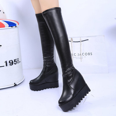 秋日時(shí)尚之選 賓如意馬丁靴松糕厚底過(guò)膝長(zhǎng)靴